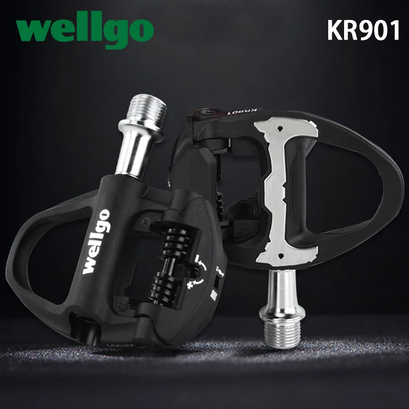 Wellgo KR901 Carbon Body Cr-Mo Spindle 3 Sealed Bearing Bicycle Pedal for Road Bike with RC9 Cleat Compatible SPD Cycling Parts