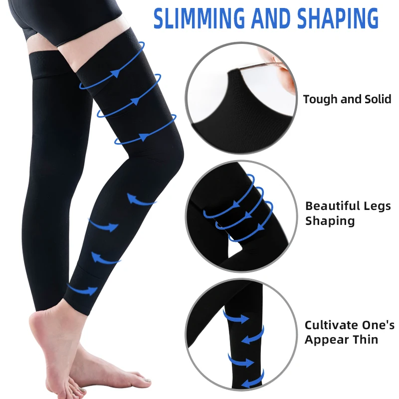 1 Pair of High Thighs Medical Stress Socks Elastic Non -Slip and Breathable Toe Anti -Varicose Veins Promote Blood Circulation