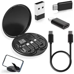 60W Fast Charging Mobile Phone Holder Multifunctional Portable Data Cable Storage Box Charging Cable Set Suitable for Traveling