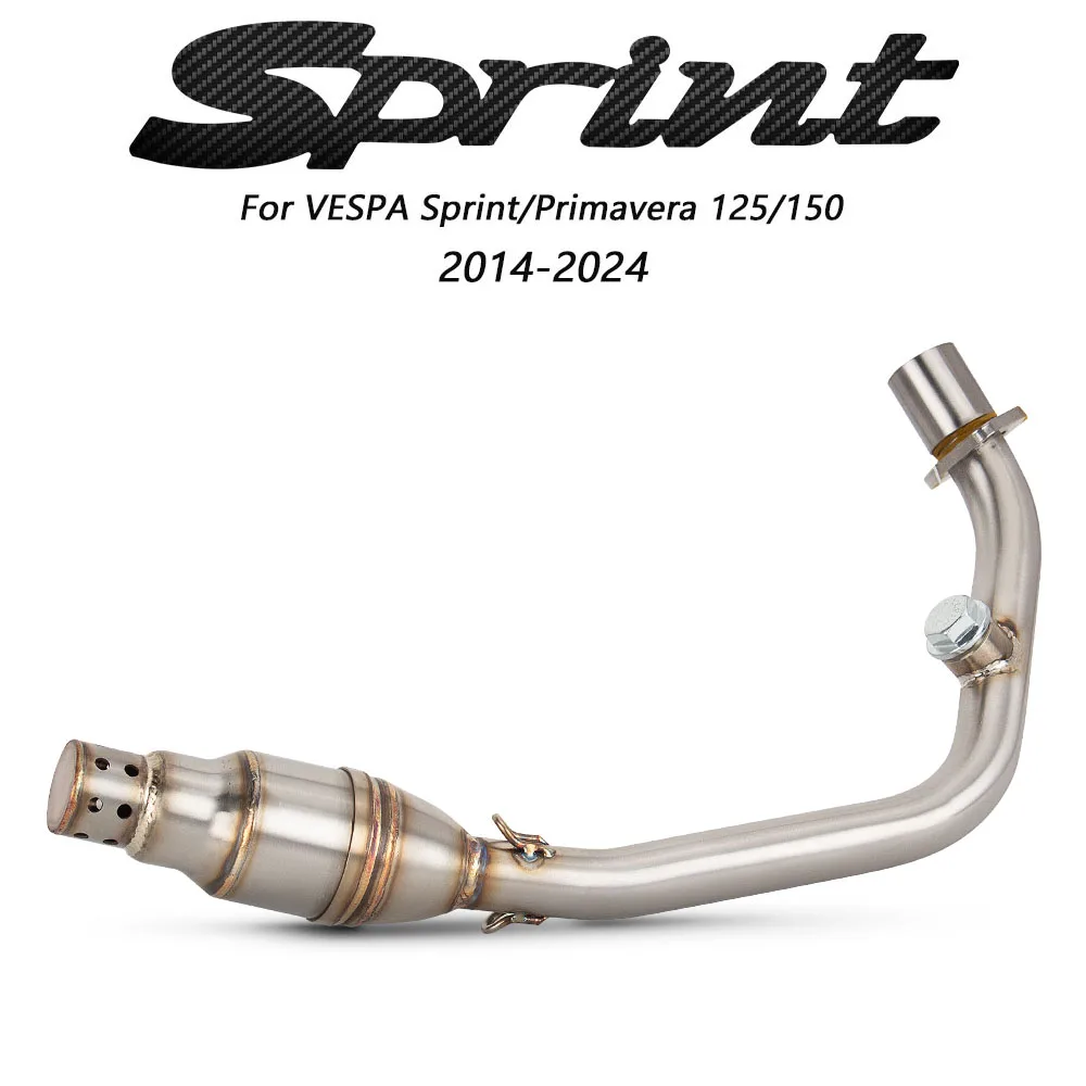 Motorcycle Exhaust Front link pipe For Vespa Sprint/Primavera 125/150 3V 2014-2024 51mm moto escape tube accessories