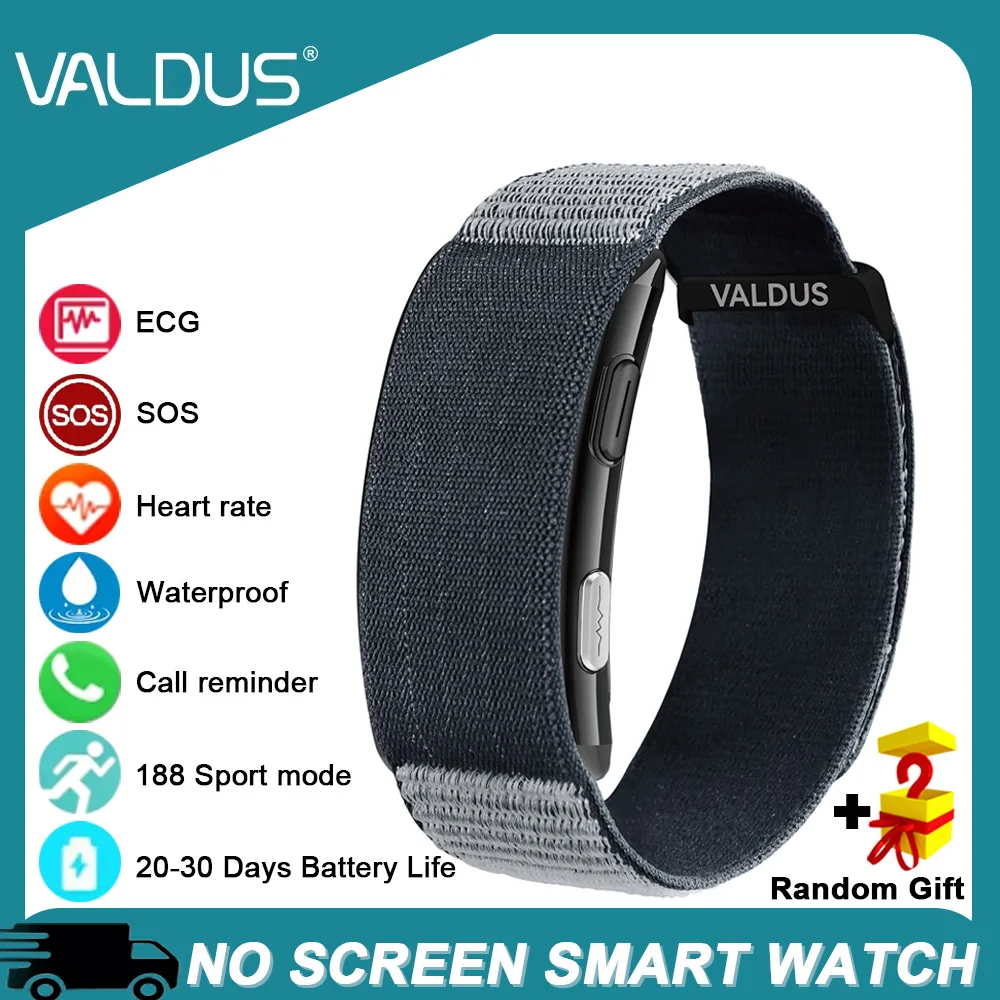

VALDUS 2025 New VITRO NO Screen Smart Bracelet ECG SOS Heart Rate Blood Pressure Sports Fitness Waterproof Screenless Smartwatch