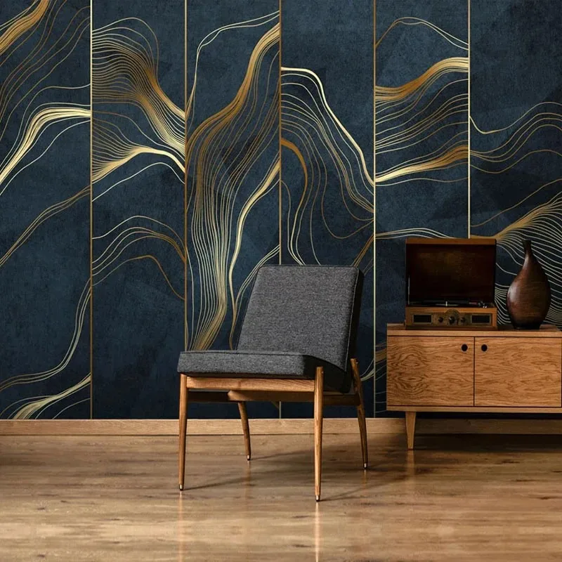 

Custom Mural Wallpaper 3D Abstract Golden Line Wall Painting Living Room TV Sofa Study Backdrop Wall Home Decor Papel De Parede