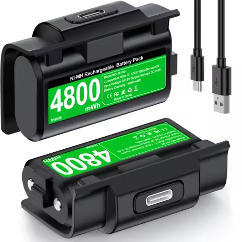 DinoFire Battery Packs for Xbox Series X|S/Xbox One 2X4800mWh Xbox One Controller Battery with 4pcs Battery Covers for Xbox