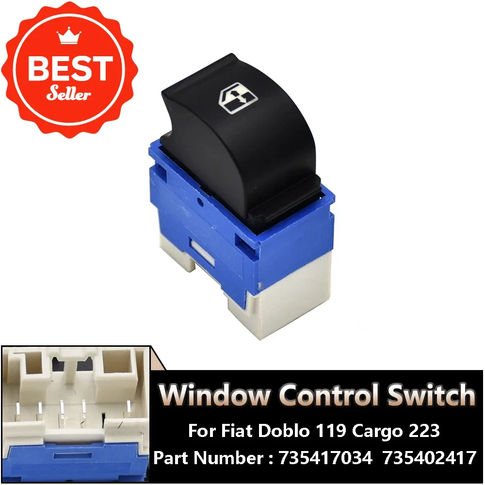 Botón de interruptor de elevalunas eléctrico delantero derecho de alta calidad, 5 pines, 735417034 735402417 para Fiat Idea Doblo Lancia 119 Cargo 223