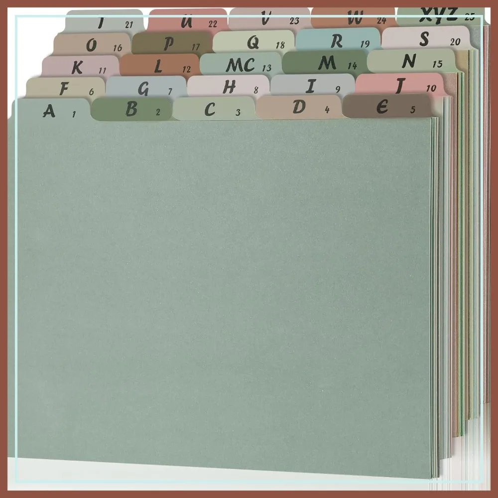 

1 Set 25 Alphabet File Dividers A-Z Top Tab Manila Guides 1/5 Cut Letter Size for Home Office School Desk Organizer