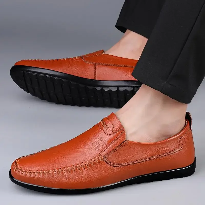 Business Casual Leather Shoes Men's Leather One Pedal Loafers Soft Bottom Soft Surface Driving Men's Moccasins Loafers