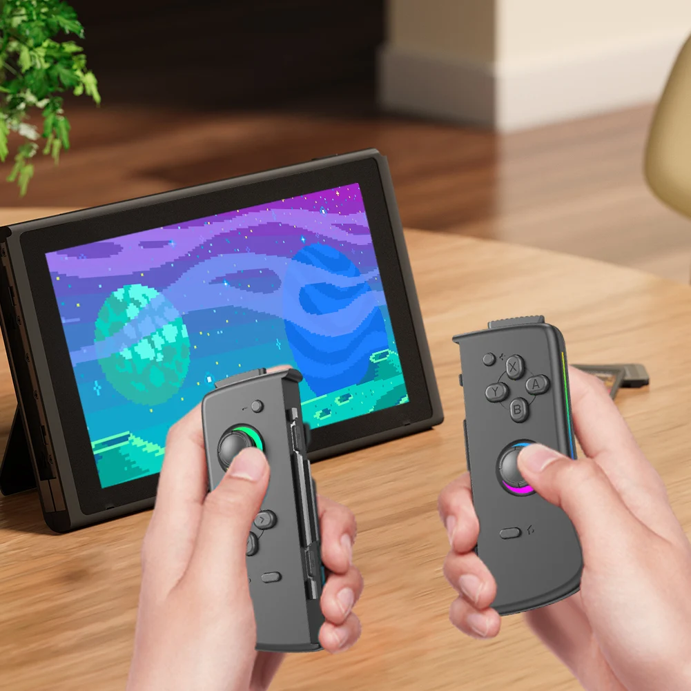 لوحة ألعاب التبديل لـ Joycon L/R Gamepads عصا التحكم للاستيقاظ الاهتزاز ستة محاور استشعار الحركة BT 5.0 للتبديل/التبديل OLED/Lite