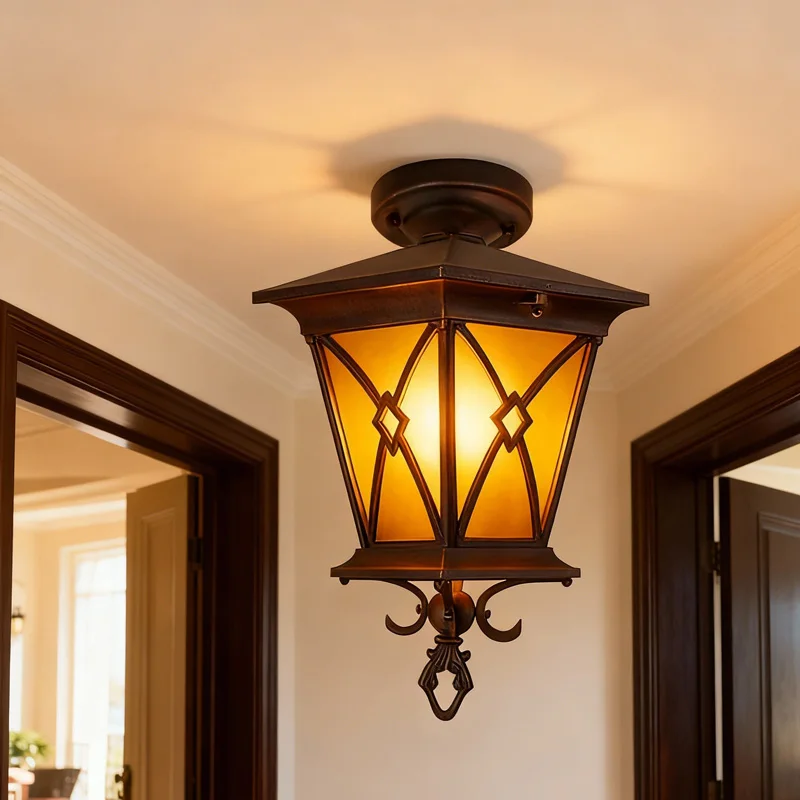 European Style Waterproof Outdoor Ceiling Light for Villa Balcony Hotel Corridor Garden Courtyard Lighting