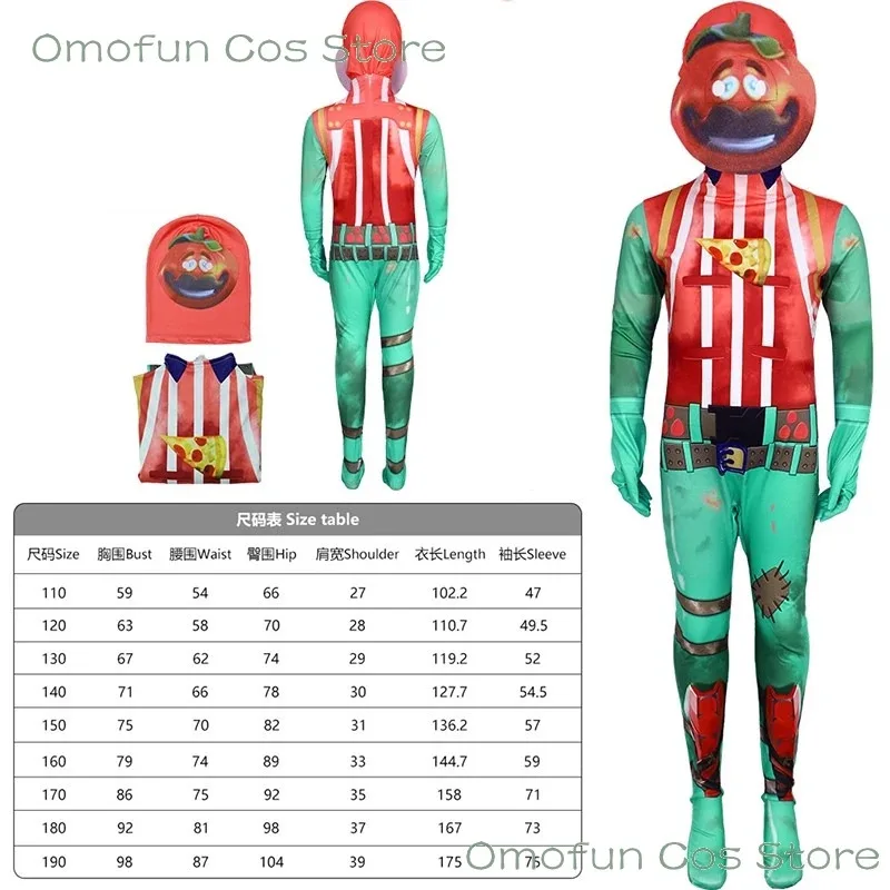 2025 aaa رأس الطماطم Tomatohead تأثيري فورت ملحمي الزي بذلة زي لعبة لعب الأدوار معركة الملابس 110-190 حفلة الهالوين U
