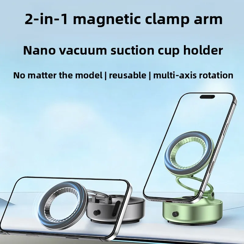 Magnetic Vacuum Car Phone Holder 360° Rotating Foldable Dashboard Mount Strong Suction GPS Stand for iPhone Android