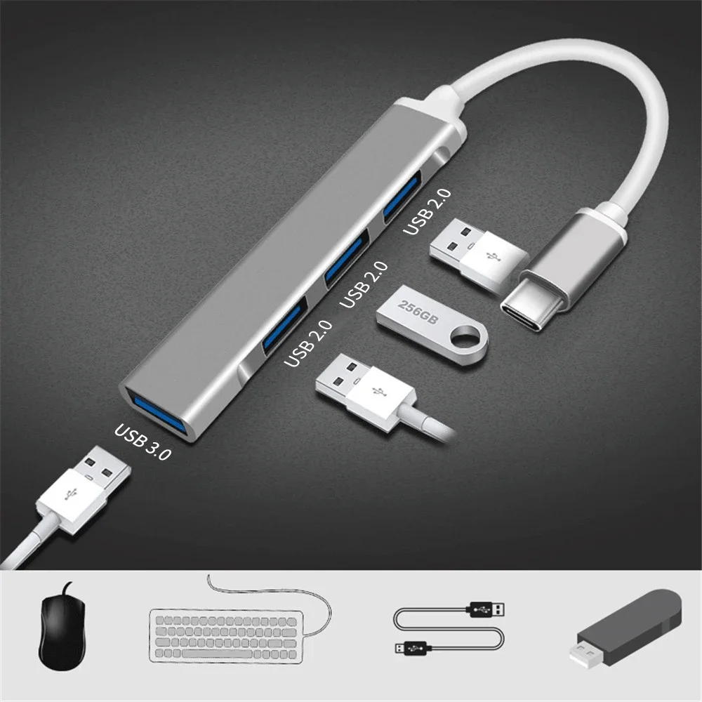 4 in 1 USB C Type C HUB To USB3.0 Type-C 3xUSB High Speed Splitter 4 Port Docking Station Charging Adapter For  Macbook PC