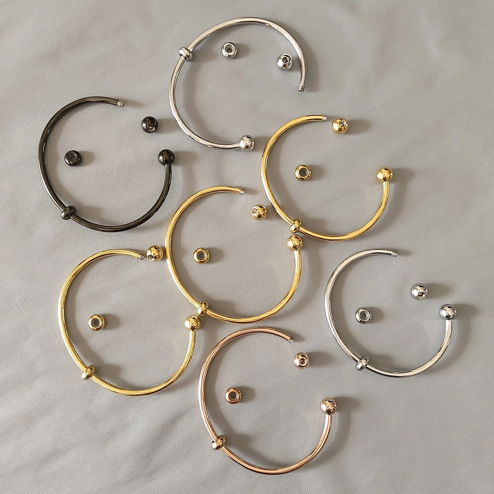 Moda diy jóias pai filho presente metal aço inoxidável à prova dwaterproof água a cabeça de bola pode ser desparafusado acessórios pulseiras abertas