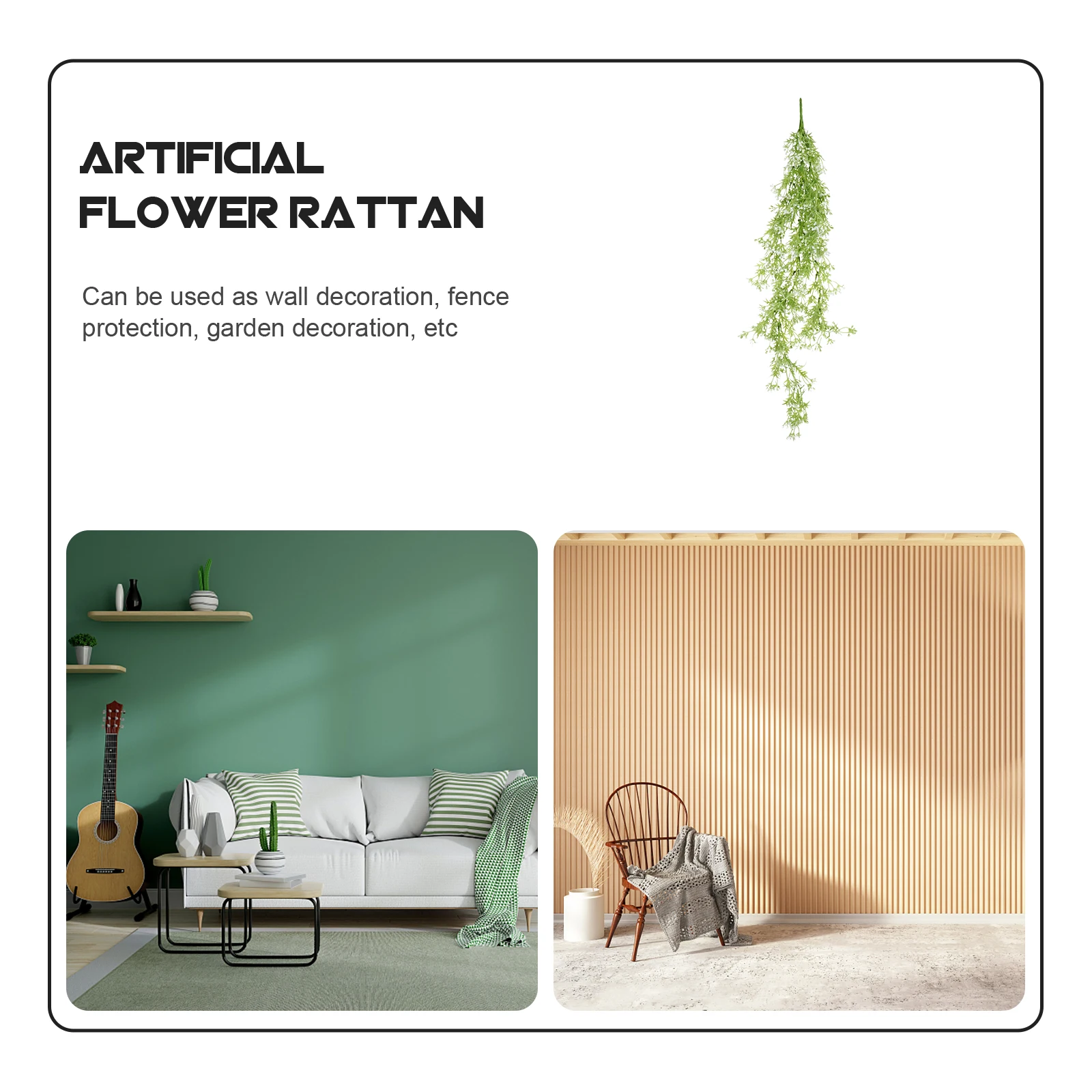 

Artificial Flower Rattan Faux Plant Greenery Wall Decor Plastic Home Plants Office Vines