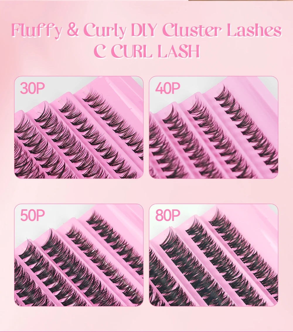 Yelix DIY Cluster-Wimpern 30D 40D 50D 80D Natürlich Flauschig Wiederverwendbar Großhandel für Schönheitssalons, Händler, Profis, Make-up – Detail 6