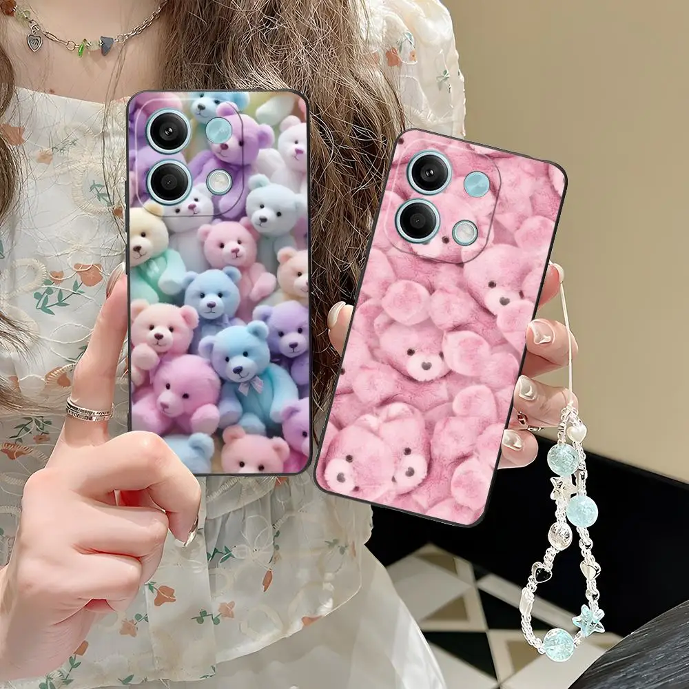 

Kawaii Cute Bear Phone Case for POCO M6 M5 M4 M3 X7 X6 X5 X4 X3 F6 F5 F4 Pro GT 5G Colour Printing Luxury Pretty Cellphones
