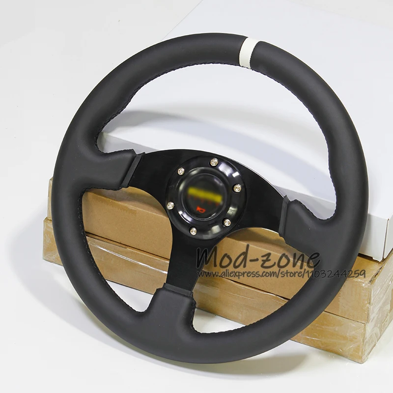 MM 13 Inch 330MM Flat Type Strong Spokes Tight Leather Wrapping Car Interior Accessories Modification Racing Steering Wheel