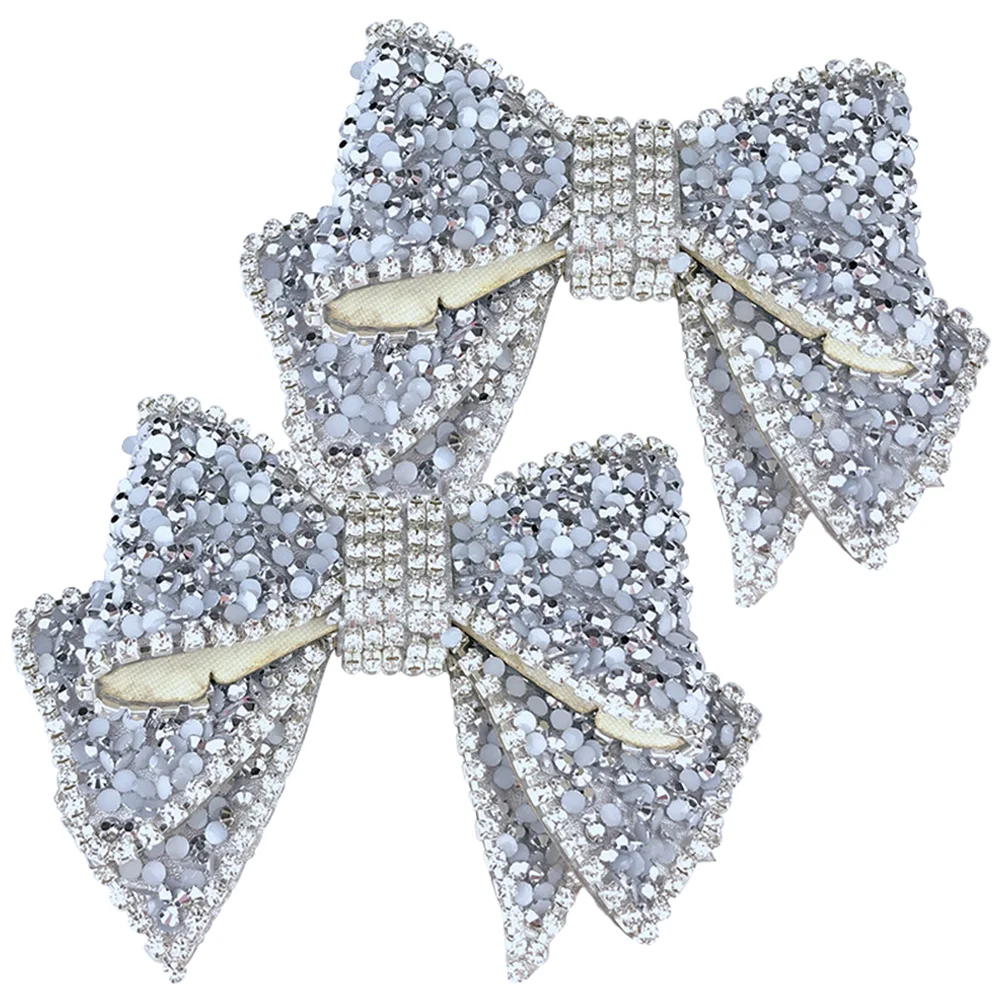 

2 Pcs Charm Handmade Resin Diamond Shoe Accessories Bride Wedding Decor Bow Brooches for Women Drill Bling Charms