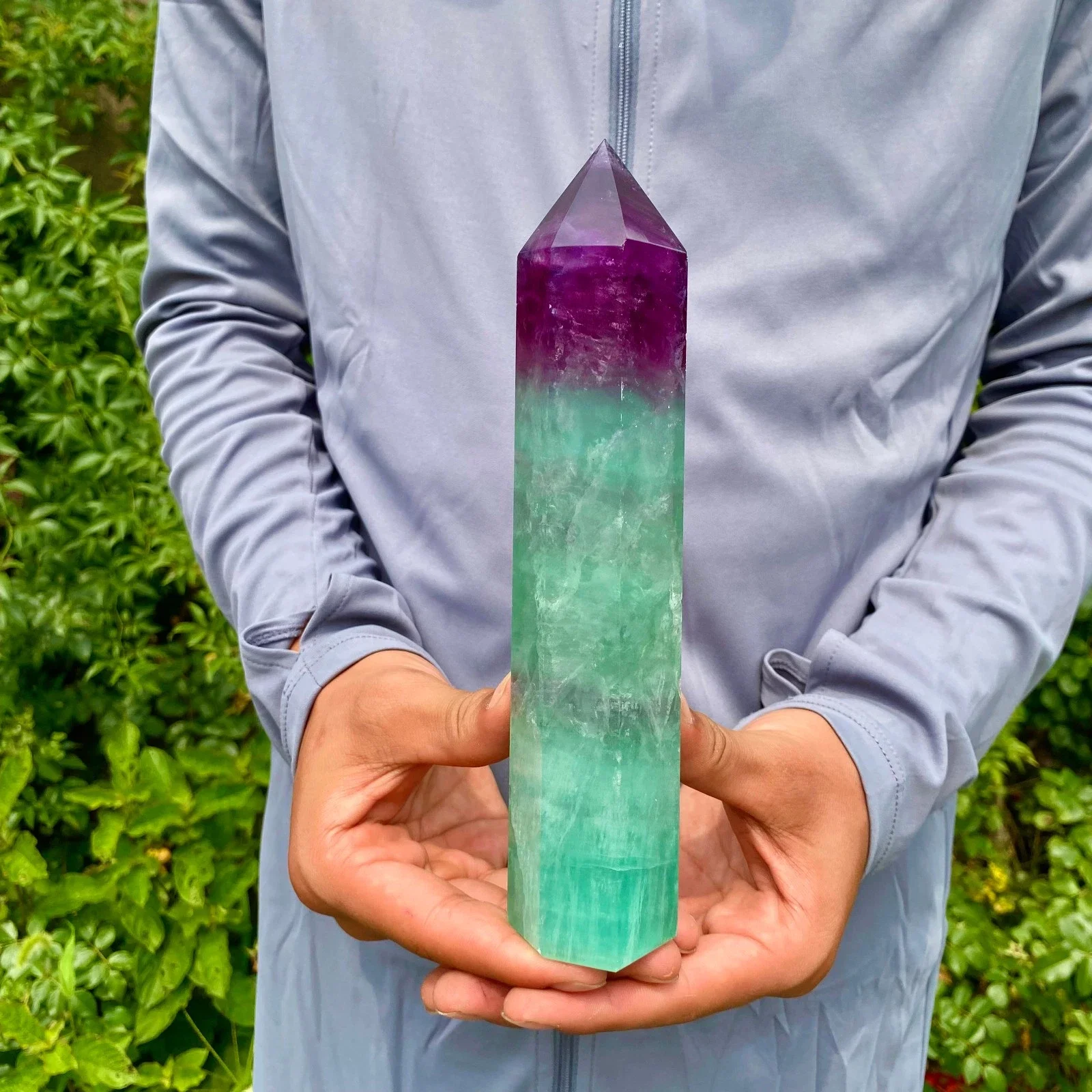 Natural Rainbow Fluorite Obelisk Quartz Crystal Wand Dot Gemstone Restoration