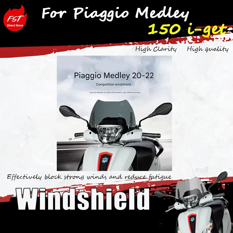 For Piaggio Medley 150  2020-2022 model, upgrade the front windshield windscreen guard and chest protector.