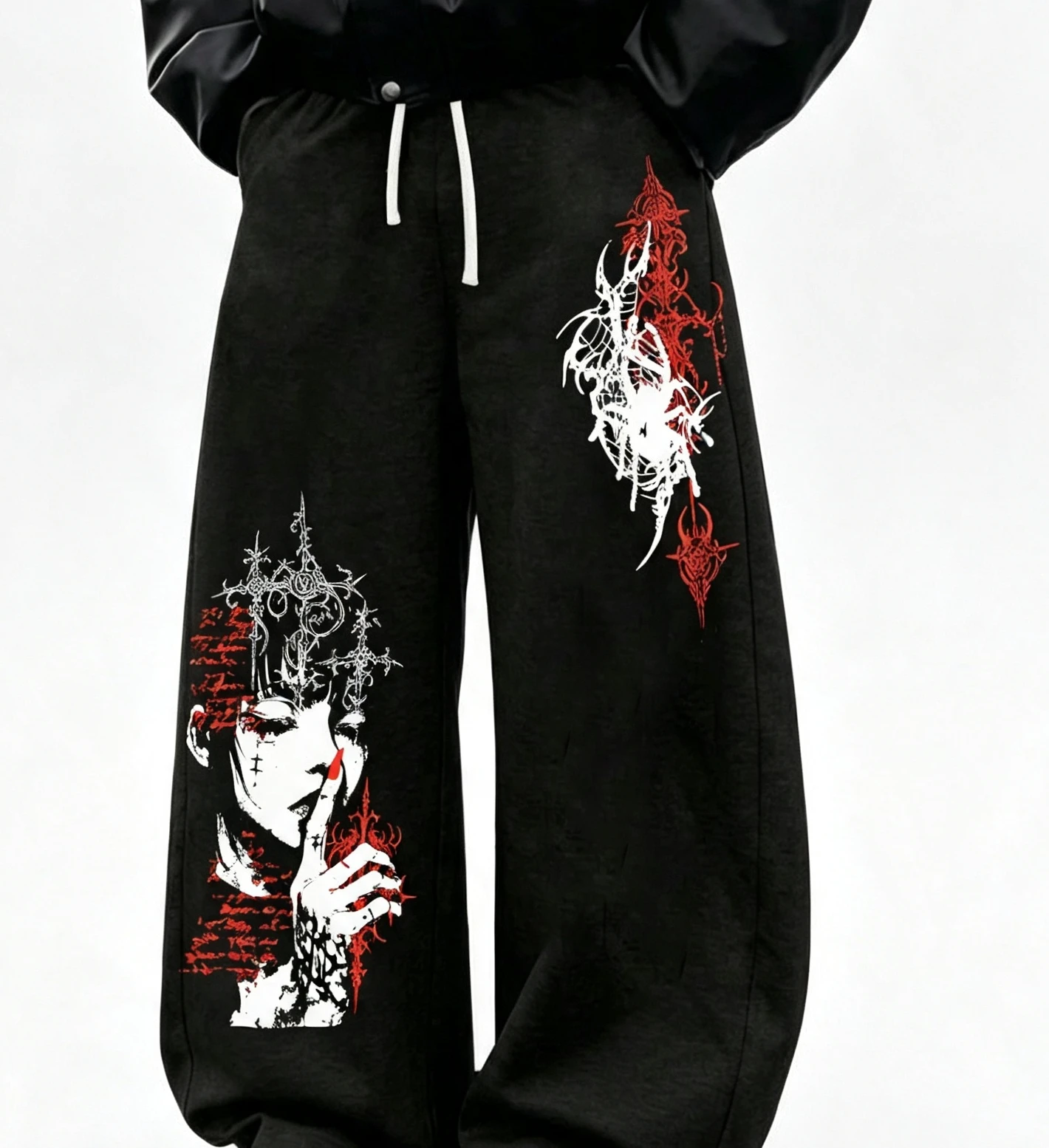2026 Autumn/Winter Retro Classic Gothic Dark Nun Style Angel Outdoor Leisure Running Fitness Loose Cotton Printed Loose Pants