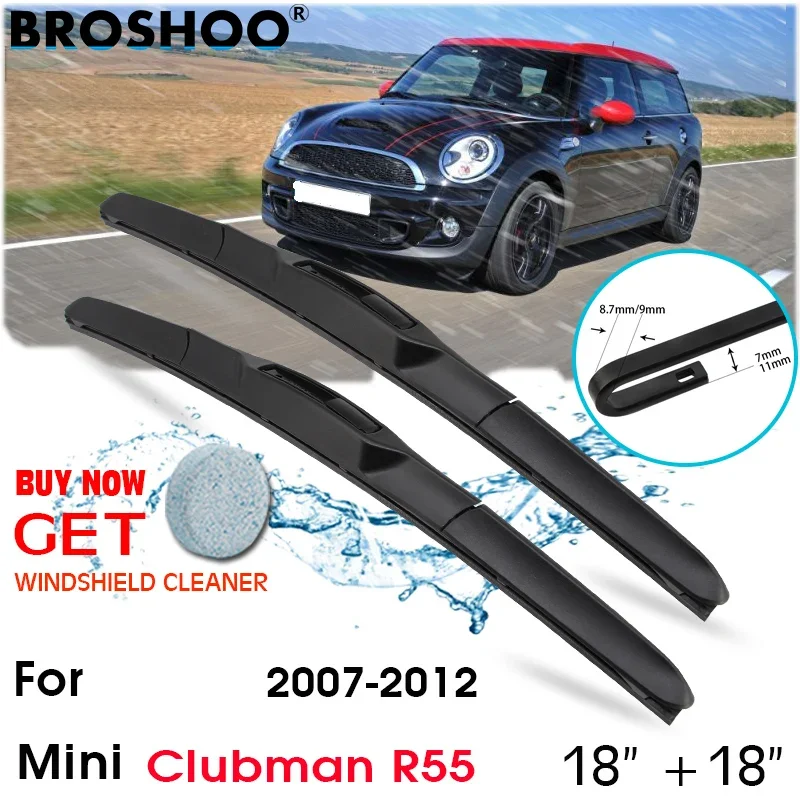 

Car Wiper Blade Front Window Windscreen Windshield Wipers Blades J hook 18"+18" For Mini Clubman R55 2007-2012 Auto Accessories