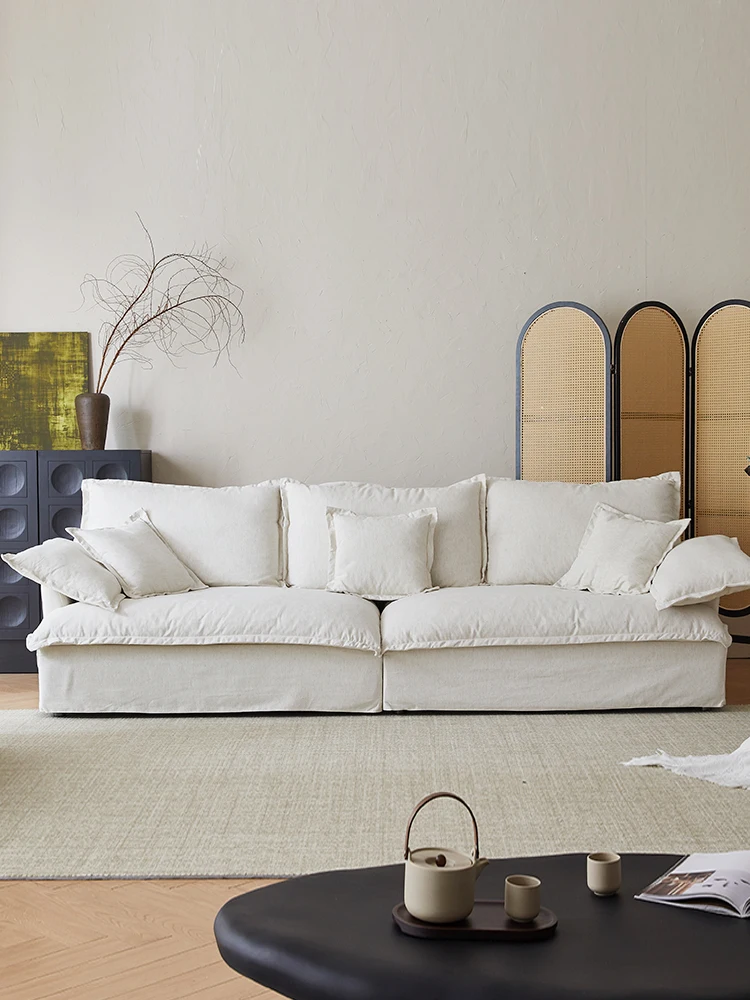 Zhiwu sofa is astonished by medieval fabric art Cloud cloud sofa Straight row linen removable