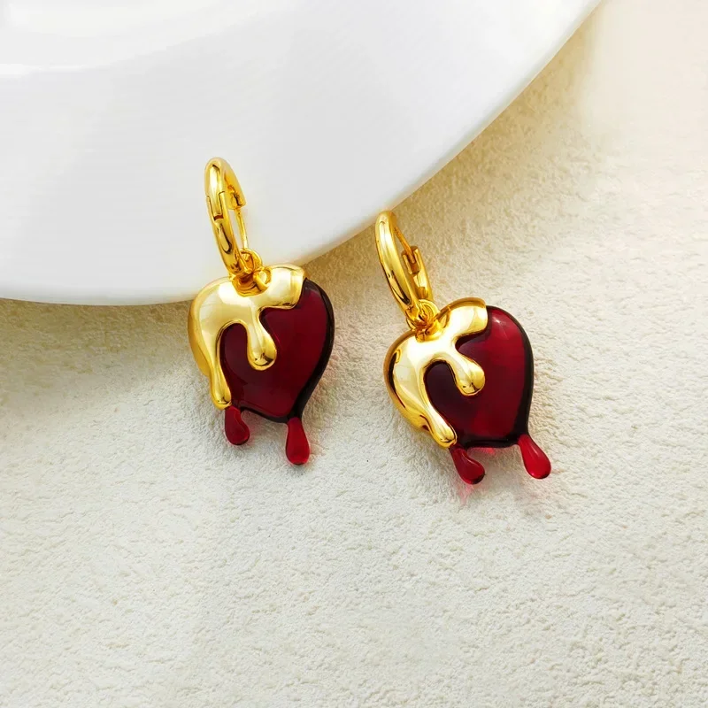 Women Molten Water Heart Drop Earrings Party Jewelry