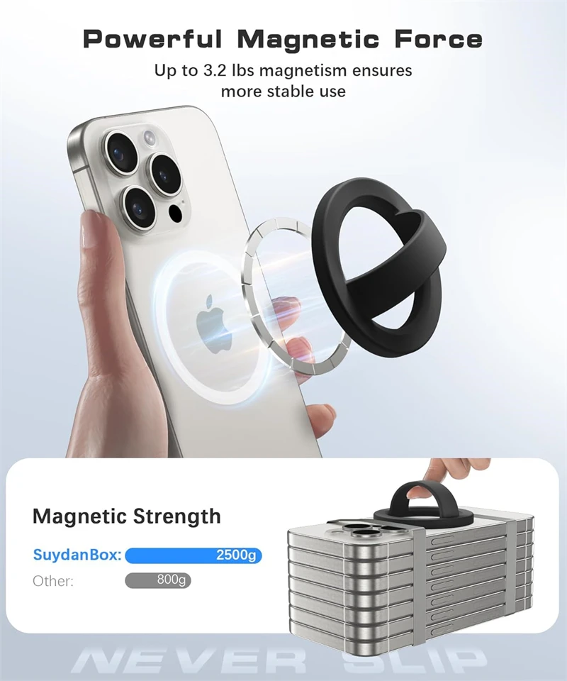 Magnetic Silicone Soft Finger Strap Phone Ring Holder for Magsafe IPhone 16 Universal Stand Support Mac Safe Loop Grip Bracket