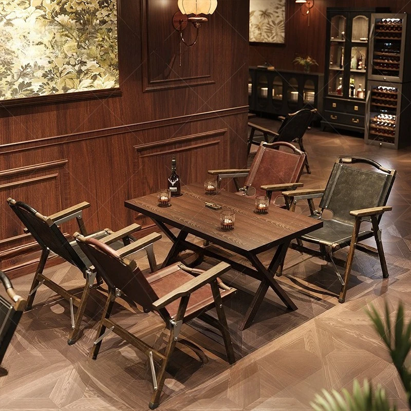 Retro Bistro Commercial Table and Chair Western Restaurant Music Restaurant Table Chair Clear Bar Table