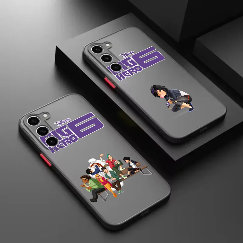 Cases For Samsung S25 Plus Edge Note20 Ultra S24 S23 S22 S21FE S10 Big Hero 6 Baymax Frosted Translucent Funda Disney Phone Case