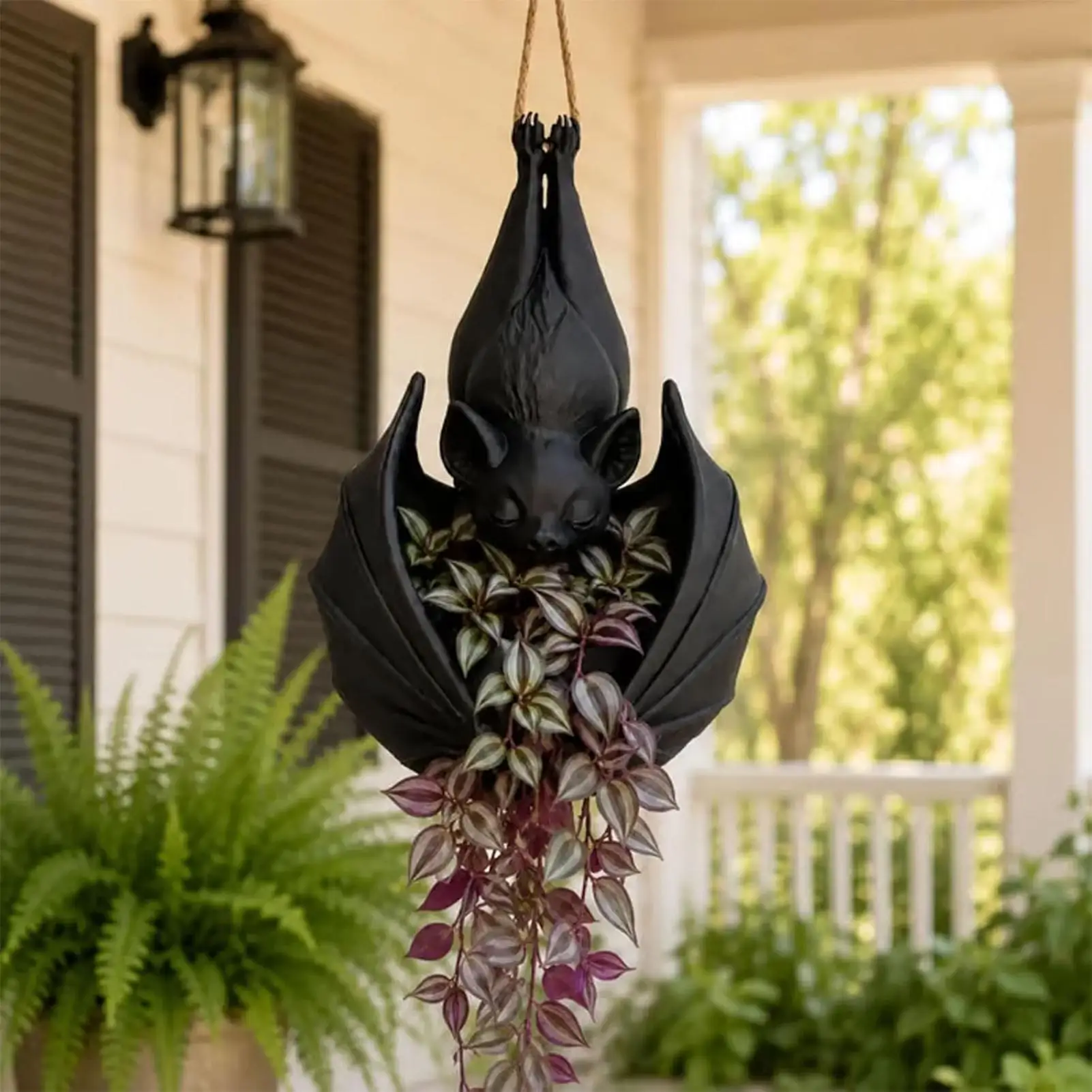 Bat Plant Pot 3D Printed Bat Shaped Halloween Decorative Holder Small Vines Plants Pots for Garden Porch Balcony Patio Window
