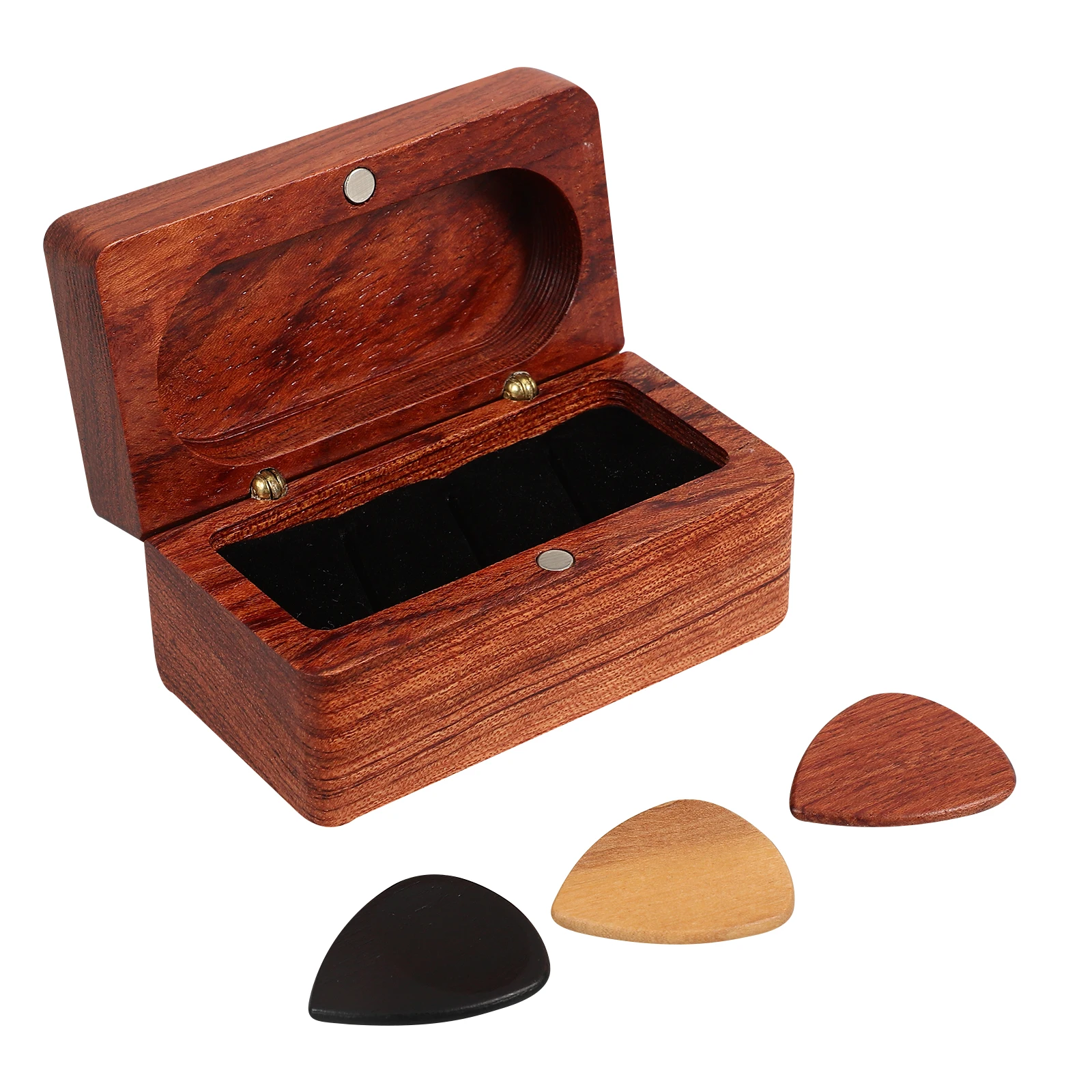 

Guitar Picks Wooden Box Holder Plectrum Container Storage Organizer Light Brown