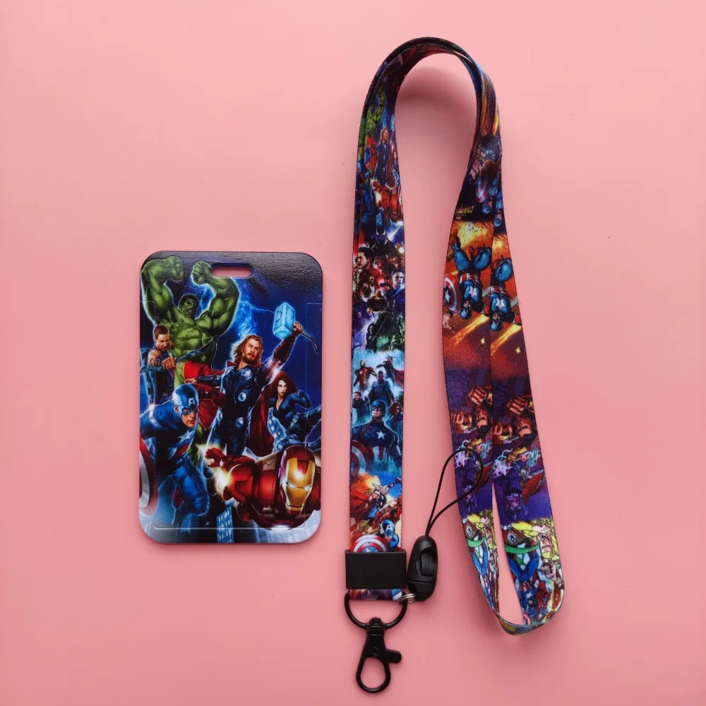 Disney Identification Card Holder The Avengers Campus Neck Strap Card Case Protector Badge Holders Superhero Retractable Clip