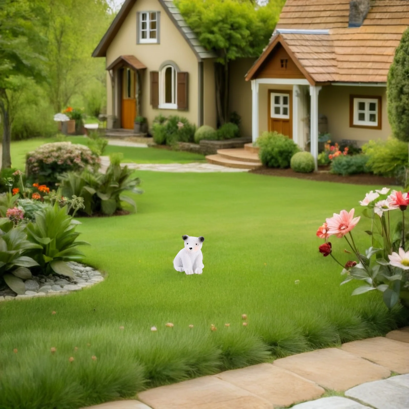 15 шт. мини-украшение из смолы, украшение с белым медведем, милое садовое животное для дома, сада, офиса, декор, белый медведь