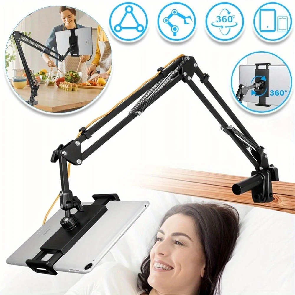 Supporto per telefono con clip, supporto da tavolo per tablet, 360 ° Supporto per telefono regolabile e girevole, ideale per l’uso a letto, compatibile con iPad, Kindle e telefoni.
