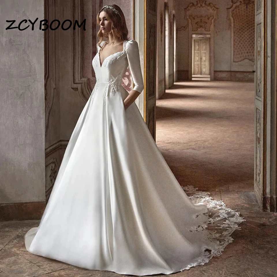 

Customized Elegant Sweetheart Wedding Dresses Lace Backless Appliques For Women 2024 Court Train Bridal Gown Vestidos De Noiva