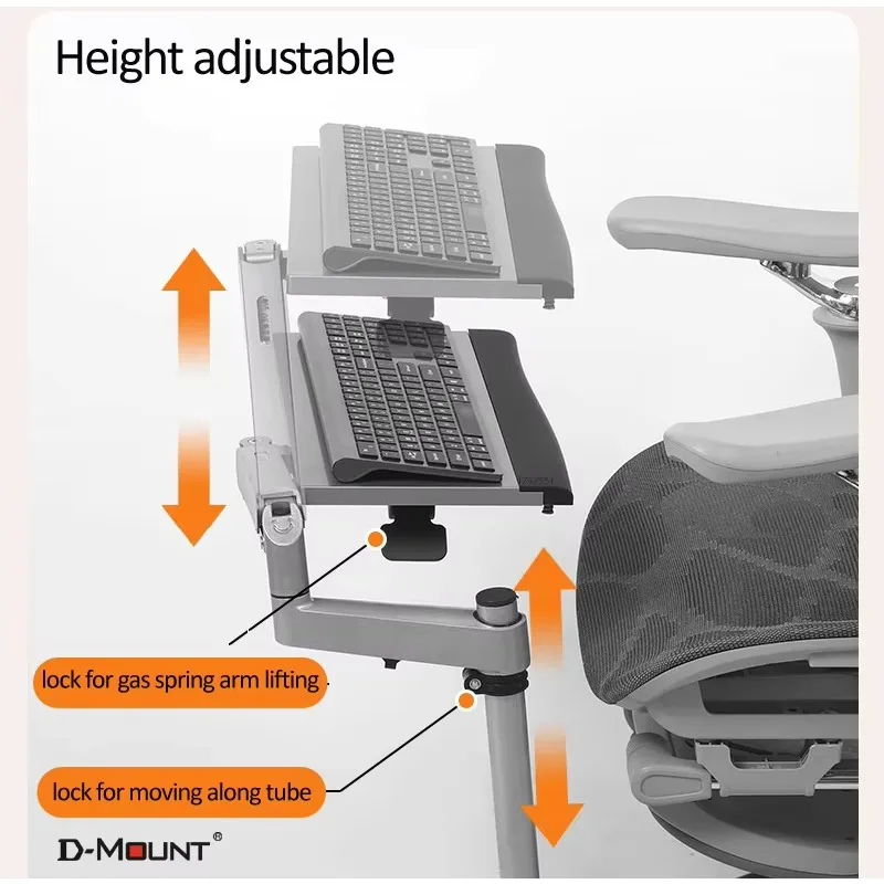 OK5330 Chair Mount Laptop Stand Full Rotation Dual Keyboard Tray Lazy Office Holder