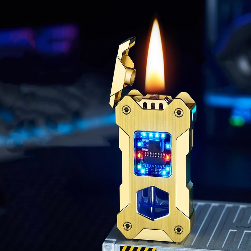 ولاعة ذكية تعمل بالصوت من Mecha بالزيت والكهرباء ذات الاستخدام المزدوج هدية راقية من النوع C شحن سريع