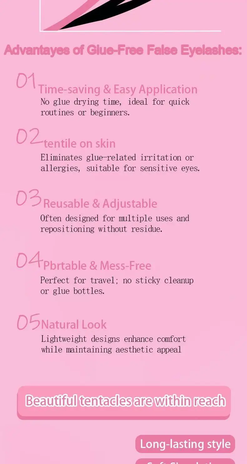 10-reihige künstliche Sonnenblumen-Wimpern, selbstklebend, fauler Stil, kein Kleber erforderlich, leicht, weich, tägliches Make-up, Wimpern im Großhandel – Detail 6
