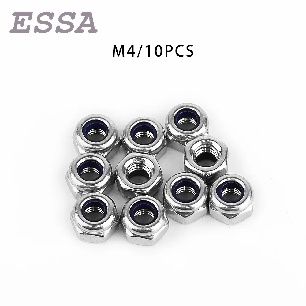 Stainless Steel Hex Nut M3 M4 With Self Locking Nylon Insert For 1/10 Scale RC Crawler Car Model Axles Replacement Part