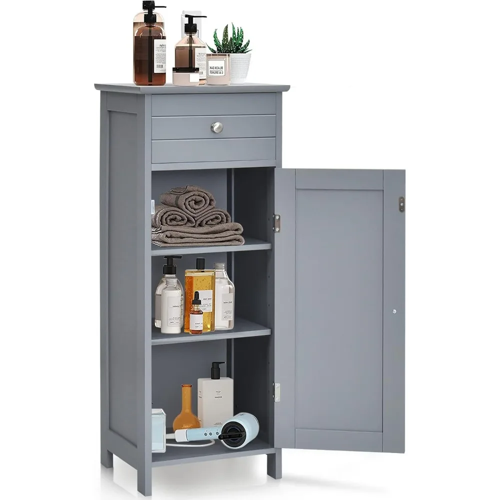 

Шкаф для хранения в ванной комнате, отдельно стоящий деревянный шкаф для хранения с большим ящиком, 2 поплавковые полки с 7-позициями, Bathr