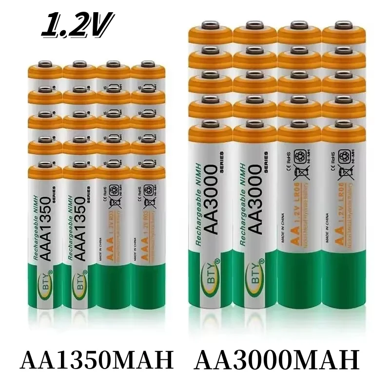 

1.2V nickel hydrogen battery, rechargeable AA3000MAH+AA1350MAH, suitable for computer clocks and electronic game consoles