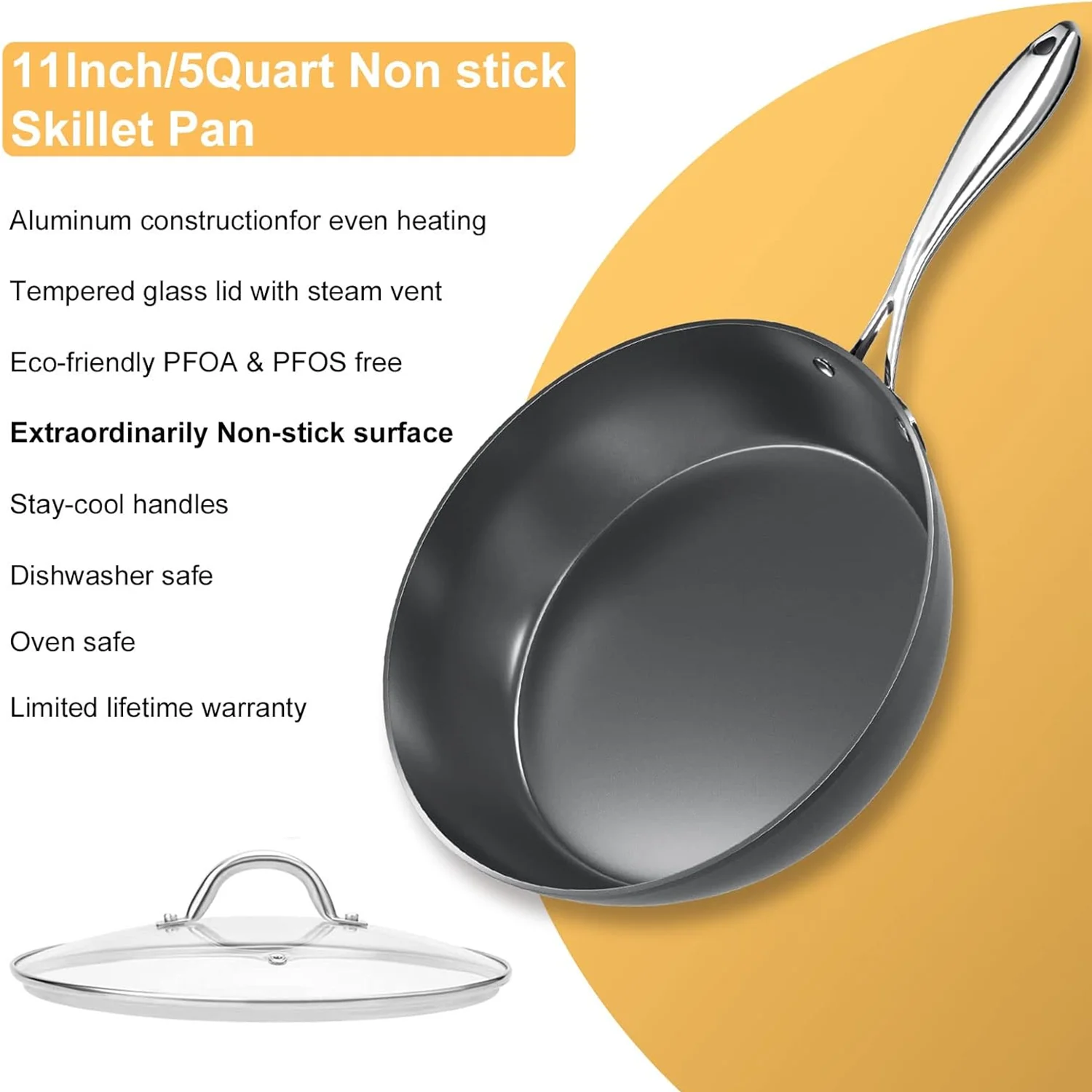 COOKER KING Nonstick Frying Pan Wok Pan 28cm with Cover Spatula Household Induction Gas Stove Universal Pan Cooking Steak Pan
