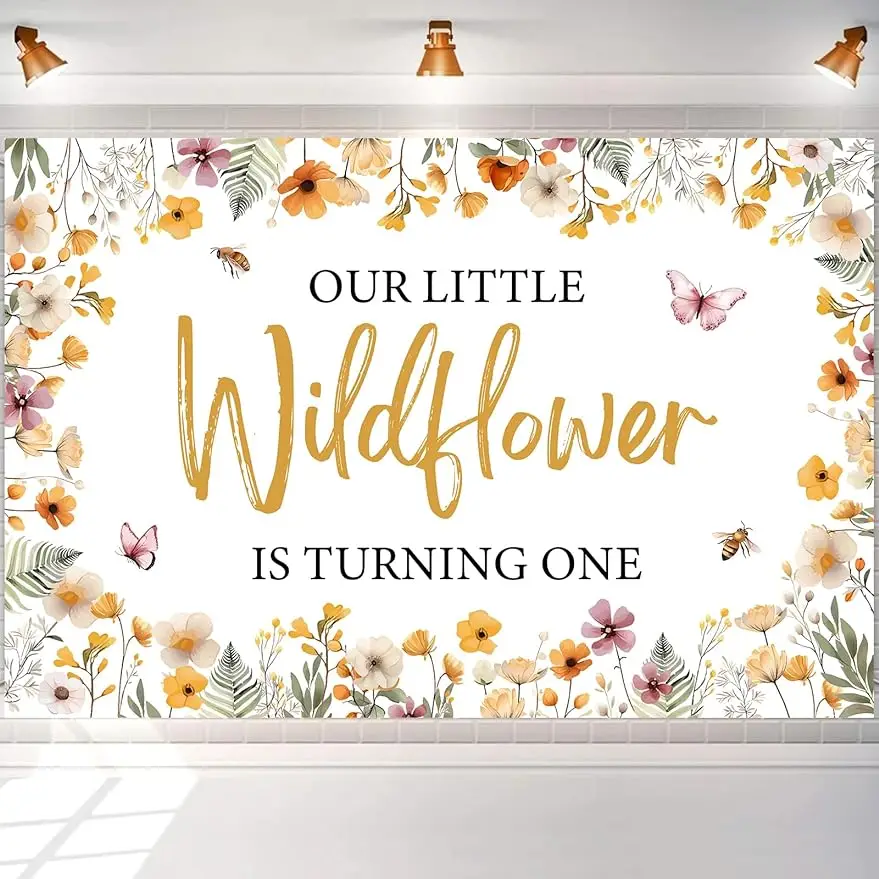 

Wildflower 1st Birthday Backdrop Our Little Wildflower Is Turning One Decor Photography Background for Girl Floral 1st Birthday