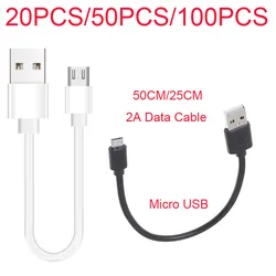 20-100PCS Short 25cm/50cm 2A Micro USB Fast Charging Data Cable Mobile Phone Charge Cord for Samsung Huawei Android Quick Cord