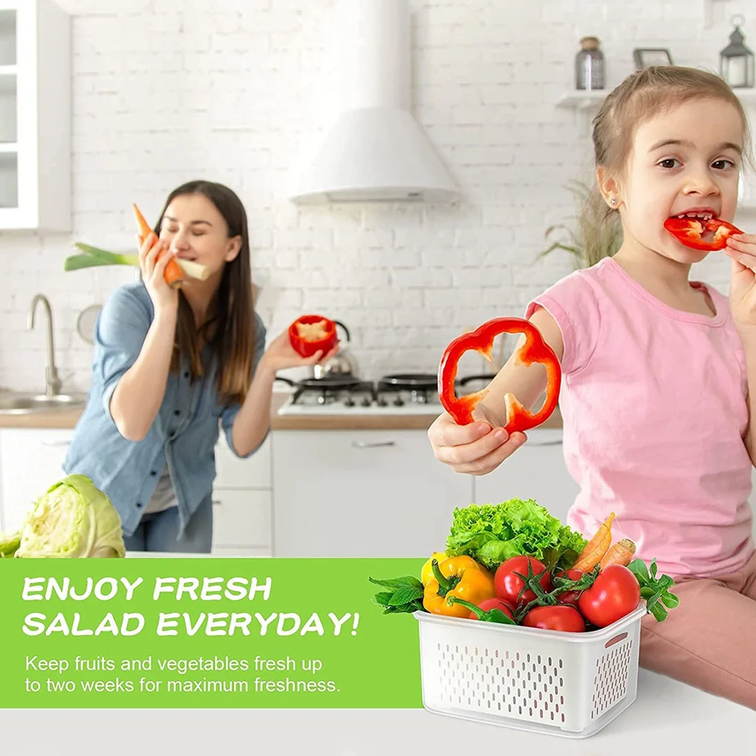 

AC23-Fruit Vegetable Storage Containers For Fridge, 3 Pack Produce Saver Containers Refrigerator Organizer Bins For Salad