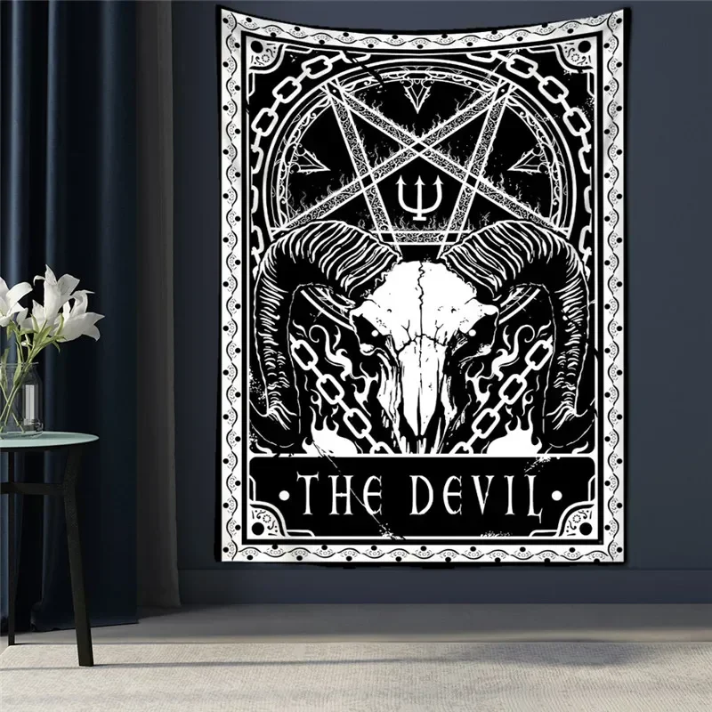 Black Sun Tarot Card Tapestry Wall Hanging Hippie Astrology Divination Witchcraft Background Wall Decoration Bed Sheet Carpet