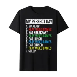 Men's Summer New Trend My Perfect Day Round Neck Letters Printed Loose Short-Sleeved T-Shirt Personality Street Hip-Hop Tops