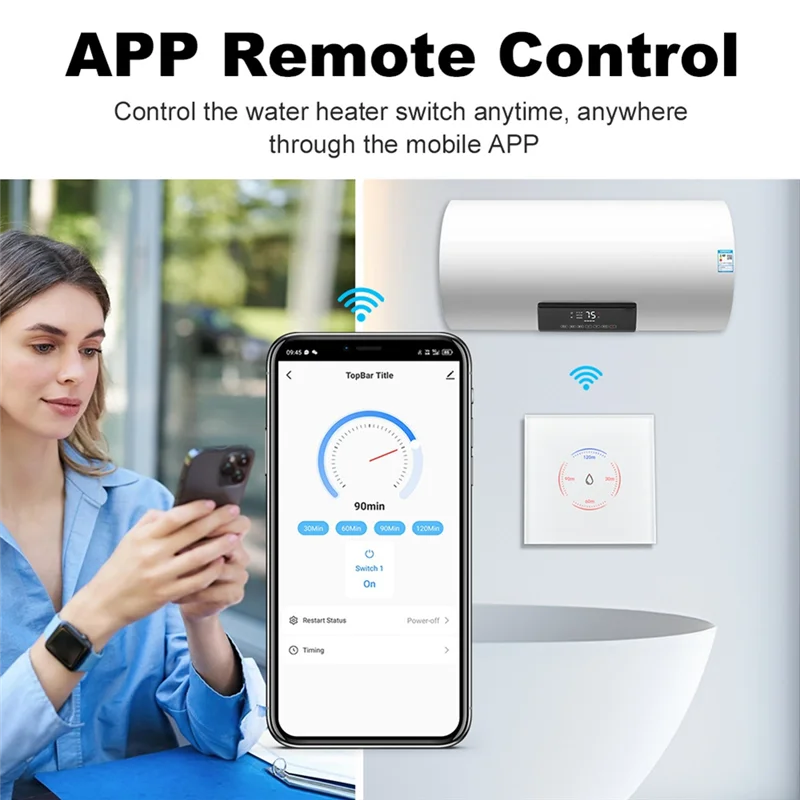 

B08B-Tuya EU Wi-Fi умный водонагреватель, переключатель котла 40A 8000 Вт, переключатель управления приложением Smart Life работает для Alexa Google Home