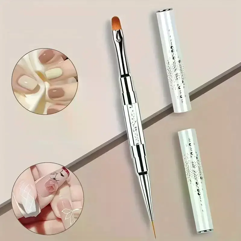 /Kuz/Pro Dual Ended Builder Gel Nail Brush With Rhinestone Handle For French Tip Gel Liner Manicure Tools
